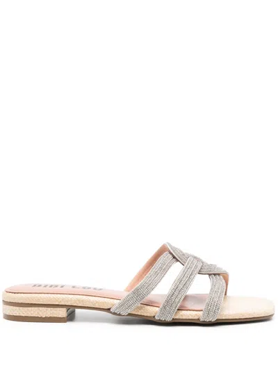 Bibi Lou Eve Flat Sandals In Silver