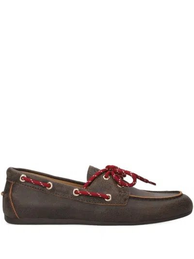 Bibi Lou Eyelet Lace-up Loafers In Brown
