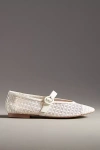 Bibi Lou Floral Mesh Mary Jane Flats In Beige