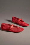 Bibi Lou Floral Mesh Mary Jane Flats In Red