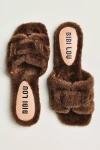 Bibi Lou Fluffy Holly Slides In Brown