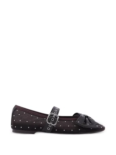 Bibi Lou Gaela Studded Bow-detail Ballet Flats In Black