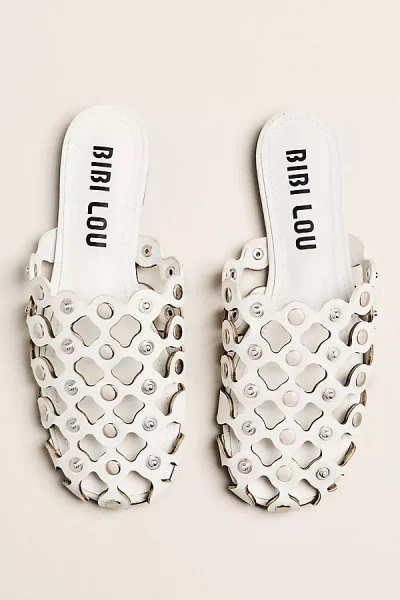 Bibi Lou Grommet Studded Mules In White