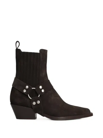 Bibi Lou Harness-detail Suede Cowboy Boots In Multi