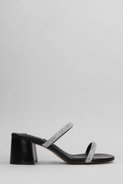 Bibi Lou Heater 60 Slipper-mule In Black Leather In Silver