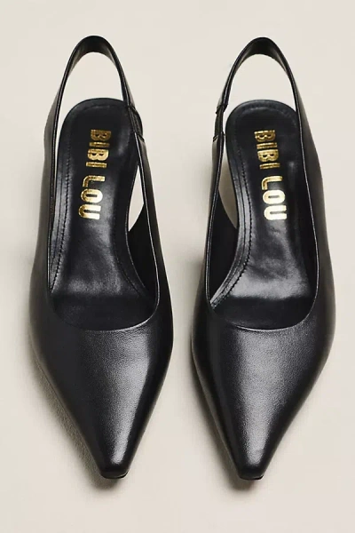Bibi Lou Helmut Leather Kitten Heels In Black