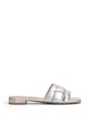 Bibi Lou Holly Interwoven-strap Flat Sandals In Silver