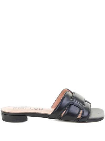 Bibi Lou Leather Flat Sandals In Black