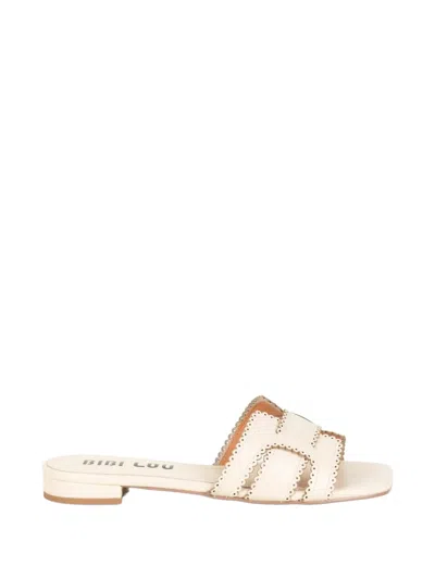 Bibi Lou Holly Scalloped Cut-out Flat Sandals In Neutral