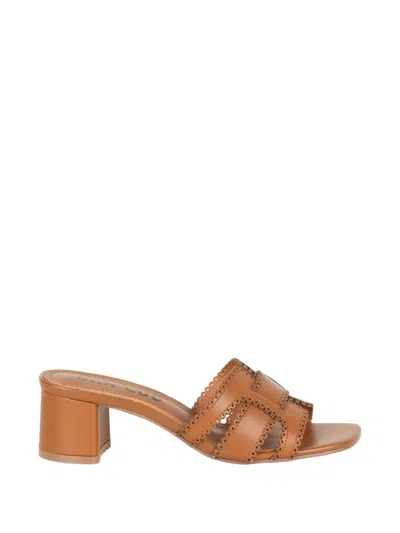 Bibi Lou Holly Scalloped Cut-out Sandals In Brown