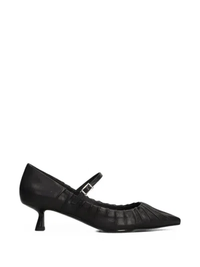 Bibi Lou Indara Ruched Pointed-toe Kitten-heel Pumps In Black