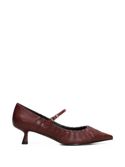 Bibi Lou Indara Ruched Pointed-toe Kitten-heel Pumps In Brown