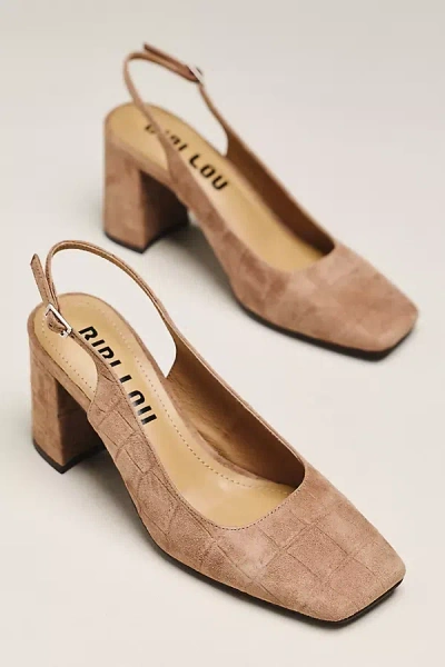 Bibi Lou Ione 85 Suede Slingback Block Heels In Beige