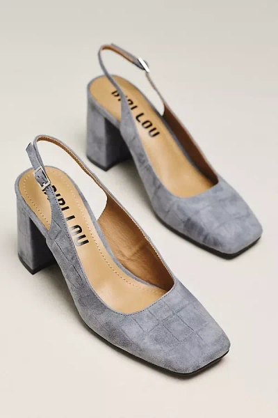 Bibi Lou Ione 85 Suede Slingback Block Heels In Grey