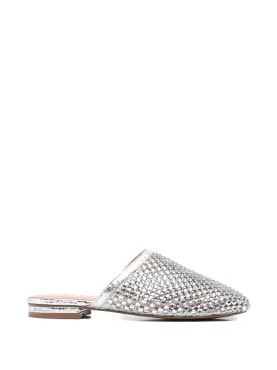 Bibi Lou Jay Crystal-embellished Mesh Mules In Silver
