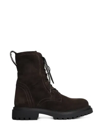 Bibi Lou Kael Suede Combat Boots In Brown
