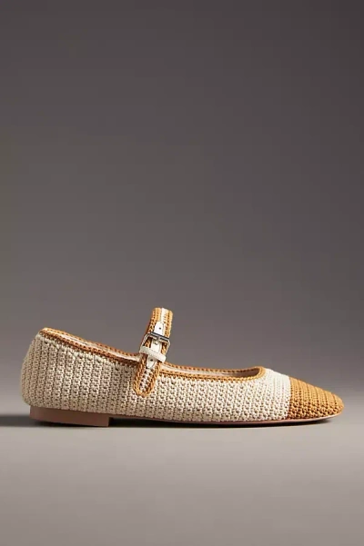 Bibi Lou Knit Colorblock Mary Jane Flats In Beige