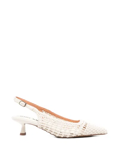 Bibi Lou Kou Woven Slingback Pumps In White