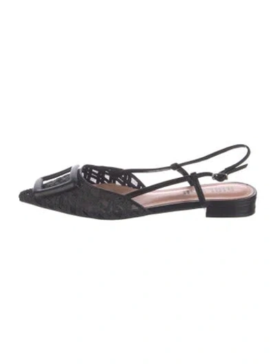 Pre-owned Bibi Lou Lace Lace Pattern Slingback Flats In Black