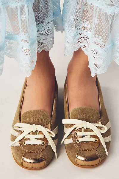 Bibi Lou Lace-up Sneaker Flats In Gold