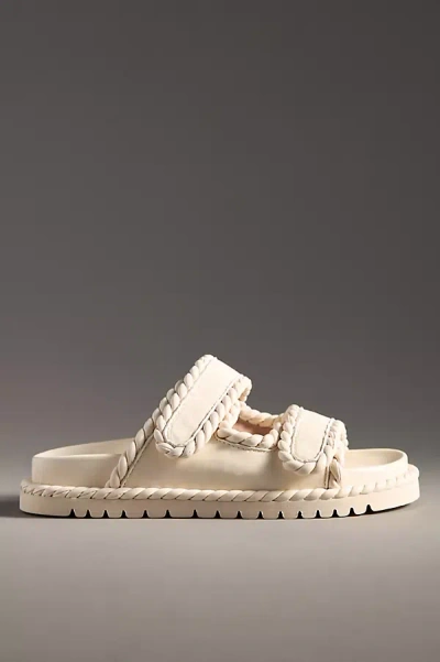 Bibi Lou Lama Braided Velcro-strap Sandals In Beige