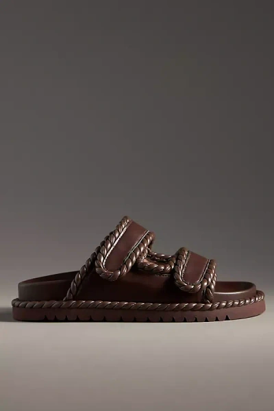 Bibi Lou Lama Braided Velcro-strap Sandals In Brown