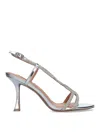 Bibi Lou Laminated Leather Sandal In Silver