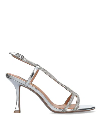 Bibi Lou Laminated Leather Sandal In Silver