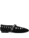 Bibi Lou Studded Mary Jane Ballet Flats In Black