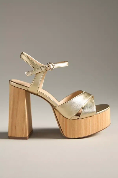 Bibi Lou Leather Cross-strap Platform Sandals In Gold