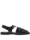 Bibi Lou Leather Flat Sandals In Black