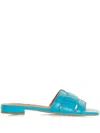 Bibi Lou Leather Flat Sandals In Blue