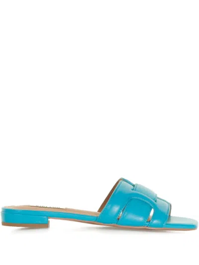 Bibi Lou Leather Flat Sandals In Blue