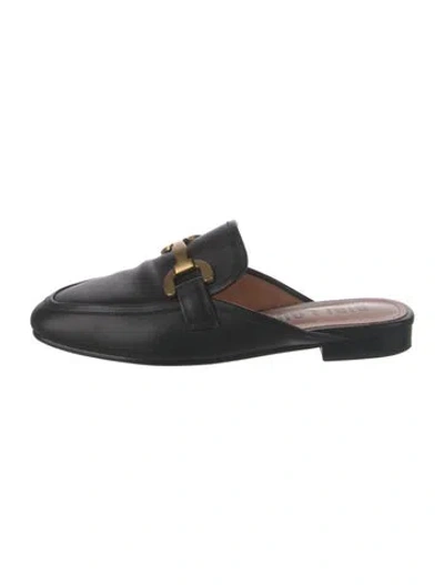 Pre-owned Bibi Lou Leather Mules In Black