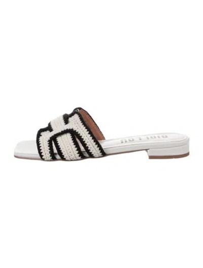 Pre-owned Bibi Lou Leather Patterned Slides W/ Tags In White