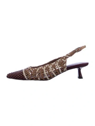 Pre-owned Bibi Lou Leather Patterned Slingback Pumps In Brown