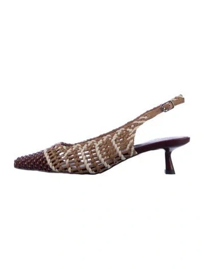 Pre-owned Bibi Lou Leather Patterned Slingback Pumps W/ Tags In Brown