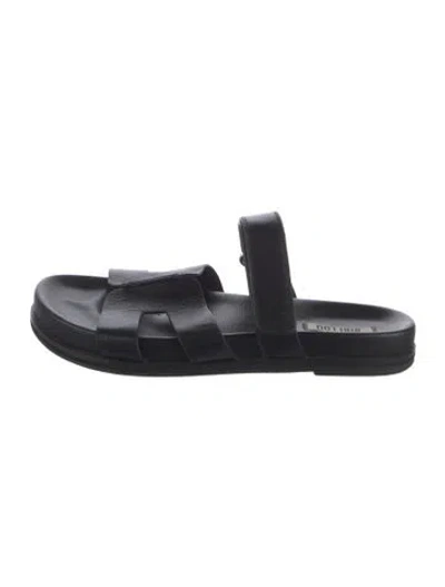 Pre-owned Bibi Lou Leather Slides In Black