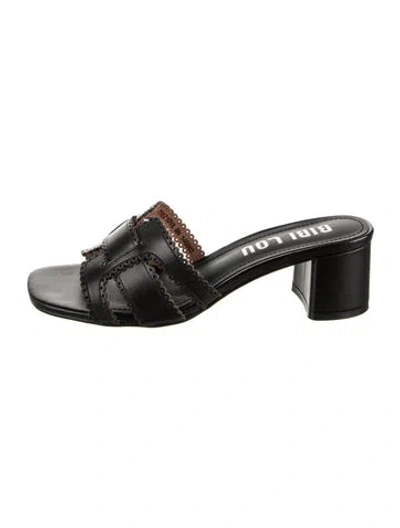 Pre-owned Bibi Lou Leather Slides In Black