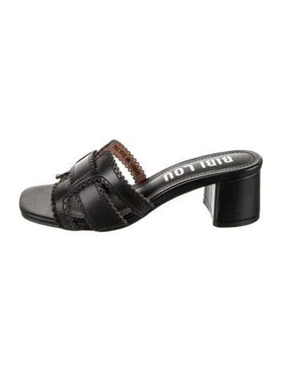 Pre-owned Bibi Lou Leather Slides In Black