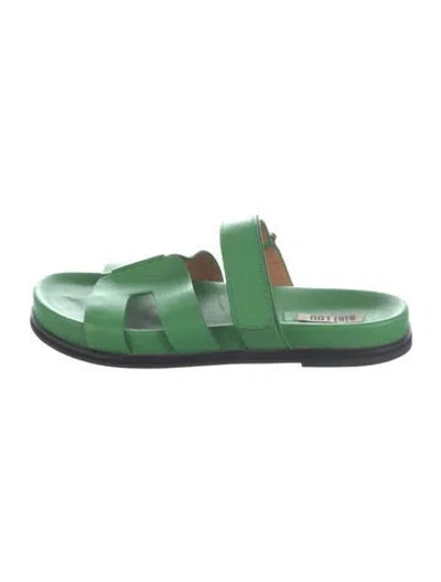 Pre-owned Bibi Lou Leather Slides In Green