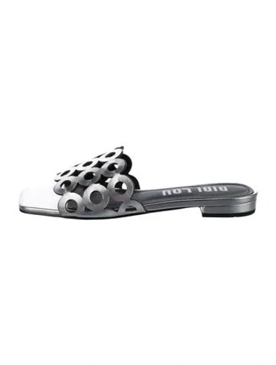 Pre-owned Bibi Lou Leather Slides In Silver