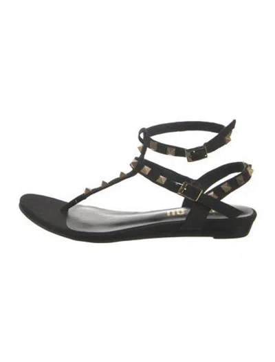 Pre-owned Bibi Lou Leather T-strap Sandals In Black