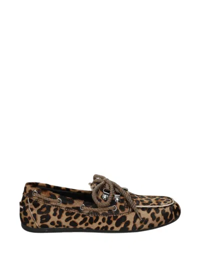 Bibi Lou Leopard-print Lace-up Loafers In Brown