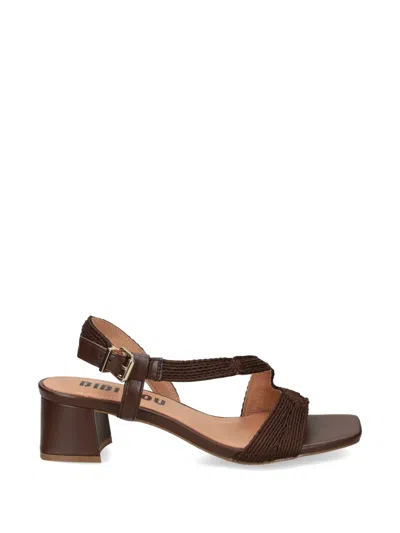 Bibi Lou Lipe Embroidered-strap Block-heel Sandals In Brown
