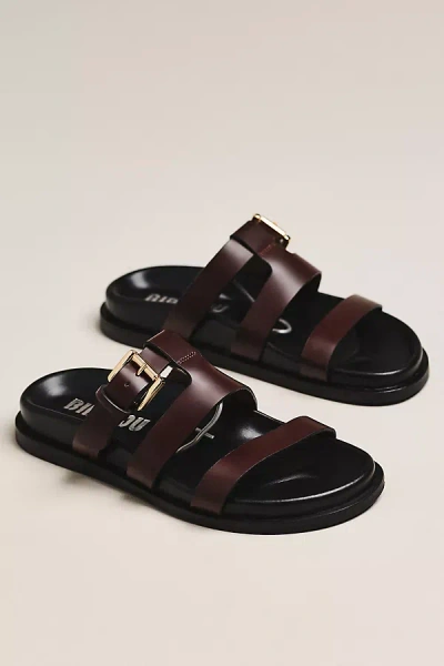 Bibi Lou Lisy Buckle Slide Sandals In Brown