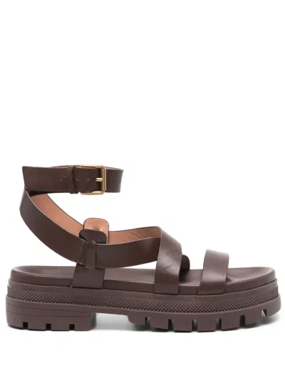 Bibi Lou Lita Leather Sandals In 褐色