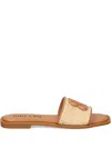 Bibi Lou Logo-embroidered Flat Sandals In Gold