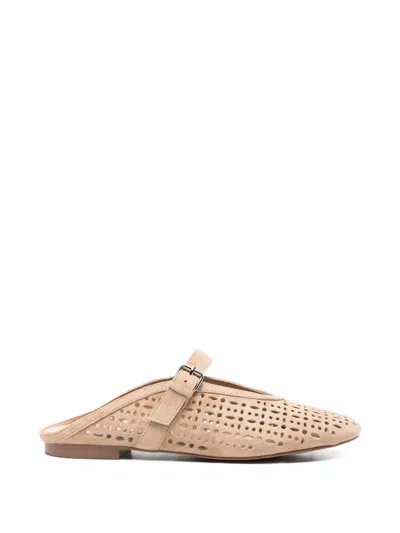 Bibi Lou Maia Cutout Flat Mules In Neutral