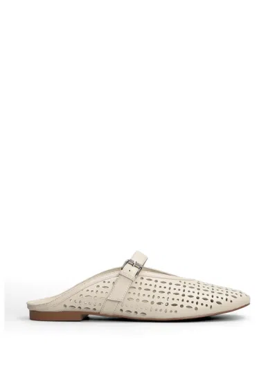 Bibi Lou Maia Laser-cut Buckle-strap Mules In Neutral